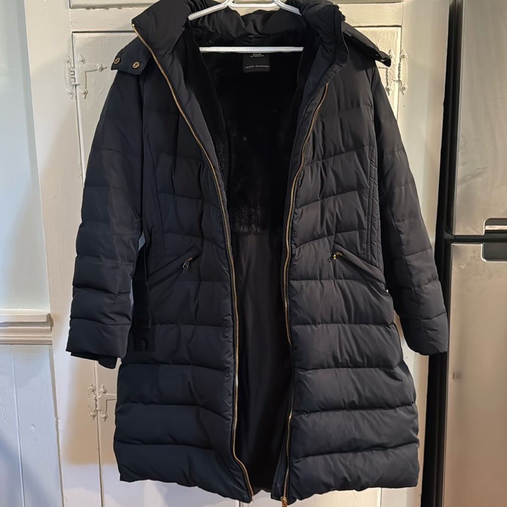 Zara women’s dark navy long belted puffer jacket size XXL 🛍️